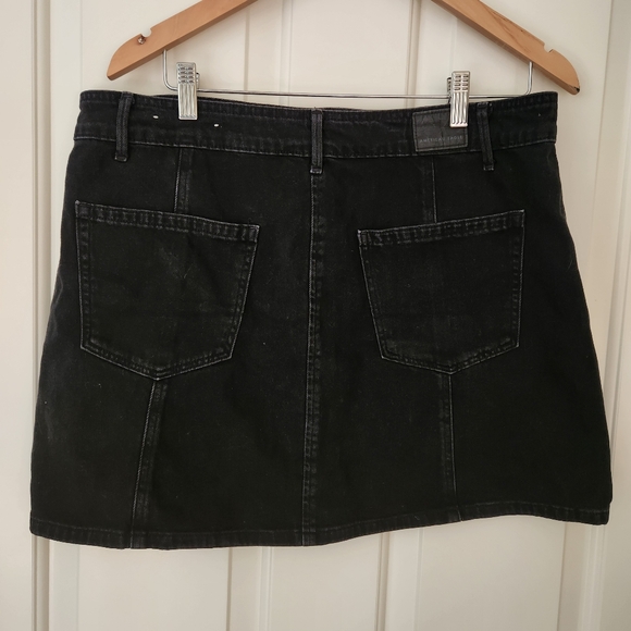 American Eagle Outfitters Black Denim Jean Skirt Mini Hi- Rise A-line Preppy 14 - Picture 4 of 15